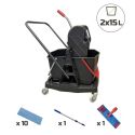 Photo : Kit balai et seau essoreur professionnel 2x15L