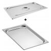 Bac gastro gn 1/1 20 mm en inox avec couvercle