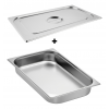 Bac gastro gn 1/1 65 mm en inox avec couvercle