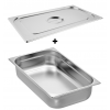 Bac gastro gn 1/1 100 mm en inox avec couvercle