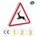 Photo : A15b - Panneau Passages d'Animaux Sauvages 500 mm (2 rails au dos) - Classe 1 (T1) - Dos brut