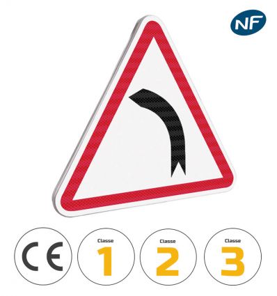 Panneau virage à gauche A1B
