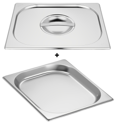 Bac gastronorme gn 1/2 20 mm en inox avec couvercle