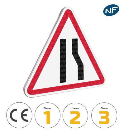 A3A - Panneau Chaussée Rétrécie par la Droite