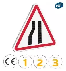 Panneau A3b Rétrécissement de Chaussée par la Gauche