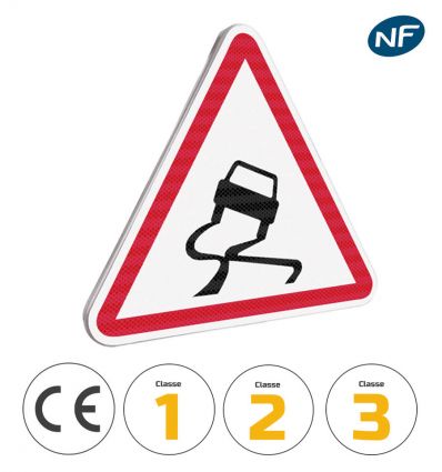 Panneau A4 - Chaussée particulièrement Glissante