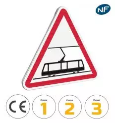 Panneau danger A9 - Traversée de voies de tramways