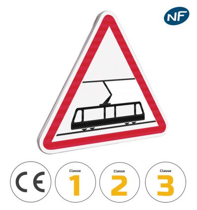 Panneau danger A9 - Traversée de voies de tramways