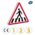 Photo : Panneau passage pour piétons - A13B 500 mm (2 rails au dos) - Classe 1 (T1) - Dos brut