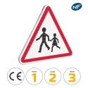 Photo : A13a - Panneau Endroit Fréquenté par les Enfants 500 mm (2 rails au dos) - Classe 1 (T1) - Dos brut