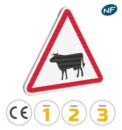 Panneau A15a1 - Passage d'Animaux Domestiques vache