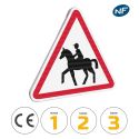 Photo : A15c - Panneau passages de Cavaliers 500 mm (2 rails au dos) - Classe 1 (T1) - Dos brut