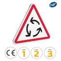 Photo : AB25 - Panneau carrefour à sens giratoire 500 mm (2 rails au dos) - Classe 1 (T1) - Dos brut