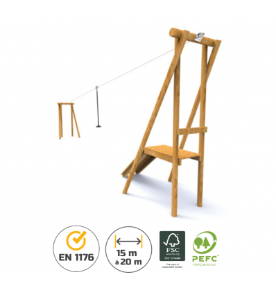 Tyrolienne en bois 15 mètres