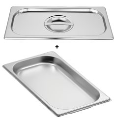 Bac gastronorme gn 1/3 20 mm en inox avec couvercle