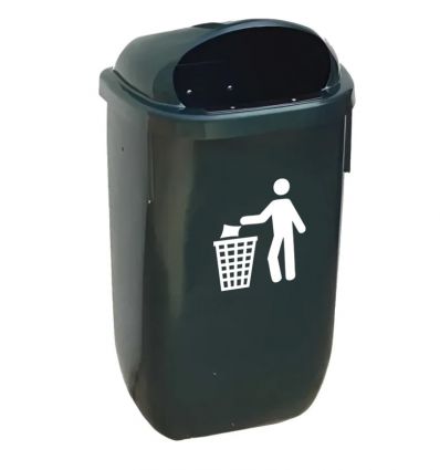 Poubelle murale extérieure en plastique verte