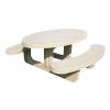 Table de pique nique en béton ovale ocre sablé