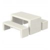 Table pique nique béton blanc sablé 