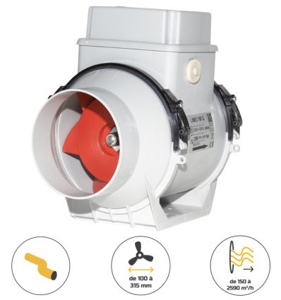 Extracteur d'air industriel centrifuge en conduit