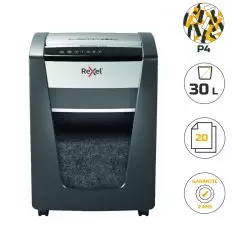 Destructeur de documents manuel coupe croisée P4 20 feuilles 30 L Rexel Momentum X420