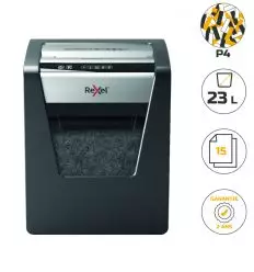 Destructeur de documents manuel coupe croisée P4 15 feuilles 23 L Rexel Momentum X415