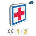 Photo : CE1 - Panneau poste de secours 350 x 350 mm  (2 rails au dos) - Classe 1 (T1)