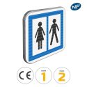 Photo : CE12 - Panneau toilettes publiques 350 x 350 mm  (2 rails au dos) - Classe 1 (T1)