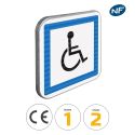 Photo : CE14 - Panneau installations pour personnes handicapées 350 x 350 mm  (2 rails au dos) - Classe 1 (T1)
