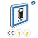 Photo : CE15c - Panneau routier poste de distribution de carburant GPL 350 x 350 mm  (2 rails au dos) - Classe 1 (T1)
