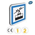 Photo : CE20a - Panneau gare de téléphérique 350 x 350 mm  (2 rails au dos) - Classe 1 (T1)