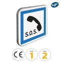 Photo : CE2a - Panneau poste d'appel d'urgence 350 x 350 mm  (2 rails au dos) - Classe 1 (T1)