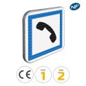 Photo : CE2b - Panneau routier cabine téléphonique 350 x 350 mm  (2 rails au dos) - Classe 1 (T1)