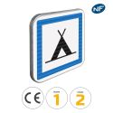 Photo : CE4a - Panneau terrain de camping pour tentes 350 x 350 mm  (2 rails au dos) - Classe 1 (T1)