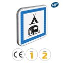 Photo : CE4c - Panneau terrain de camping pour tentes et caravanes 350 x 350 mm  (2 rails au dos) - Classe 1 (T1)