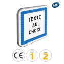 Photo : CE50 - Panneau indications diverses / texte au choix 350 x 350 mm  (2 rails au dos) - Classe 1 (T1)