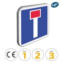 Photo : C13A - Panneau d'indication d'une impasse 350 x 350 mm  (2 rails au dos) - Classe 1 (T1) - Dos brut