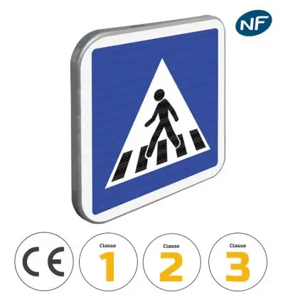 Panneau passage pour piétons - C20A avec pictogrammes de classes et normes