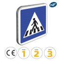 Photo : Panneau passage pour piétons - C20A 350 x 350 mm  (2 rails au dos) - Classe 1 (T1) - Dos brut