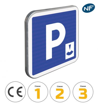 C1B - Panneau stationnement gratuit à durée limitée avec contrôle par disque avec pictogrammes de classes et normes