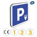 Photo : C1C - Panneau d'indication stationnement payant 350 x 350 mm  (2 rails au dos) - Classe 1 (T1) - Dos brut