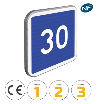 C4A - Panneau d'indication de vitesse conseillée avec pictogrammes de classes et normes