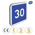 Photo : C4A - Panneau d'indication de vitesse conseillée 350 x 350 mm  (2 rails au dos) - Classe 1 (T1) - Dos brut