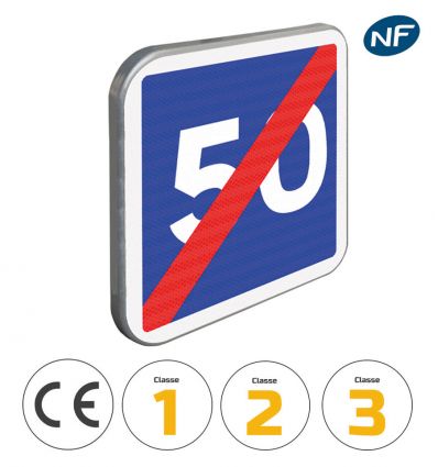C4B - Panneau de fin de vitesse conseillée avec pictogrammes de classes et normes