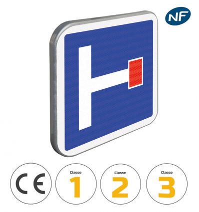 C13B - Panneau de pré-indication d'une impasse avec pictogrammes de classes et normes