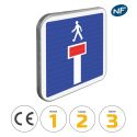 Photo : C13C - Panneau d'indication d'une impasse avec issue piétonne 350 x 350 mm  (2 rails au dos) - Classe 1 (T1) - Dos brut