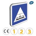 Photo : C20C - Panneau d'indication d'une traversée de tramway 350 x 350 mm  (2 rails au dos) - Classe 1 (T1) - Dos brut