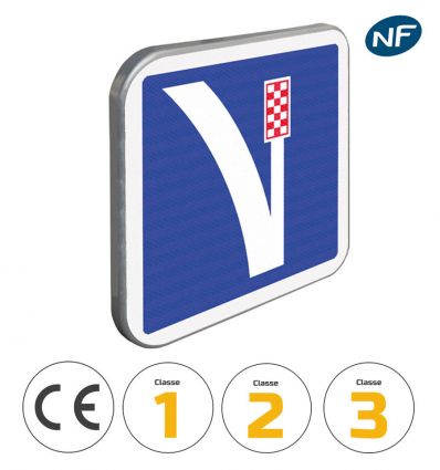 C26A - Panneau d'indication voie de détresse à droite avec pictogrammes de classes et normes