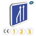 Photo : C28 - Panneaux d'indication d'une réduction du nombre de voies de circulation 350 x 350 mm  (2 rails au dos) - Classe 1 (T1) - Dos brut