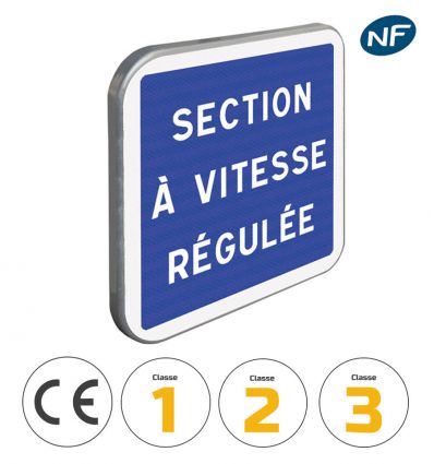 C51A - Panneau d'indication de section à vitesse régulée avec pictogrammes de classes et normes