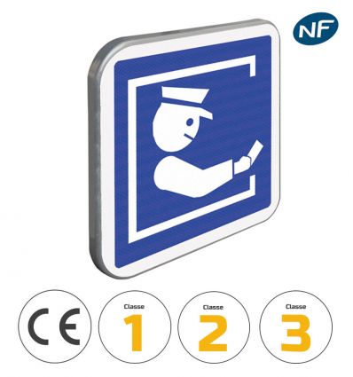 C64A - Panneau paiement auprès d'un péagiste avec pictogrammes de classes et normes